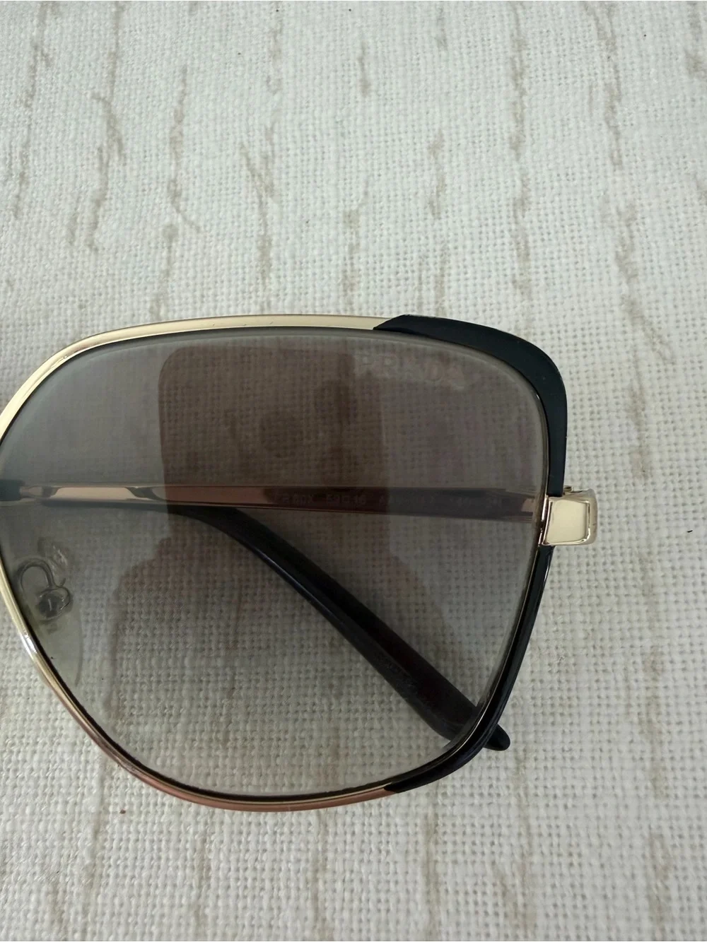 Prada Gold Frame Black Gradient Oversized Women's Sunglasses